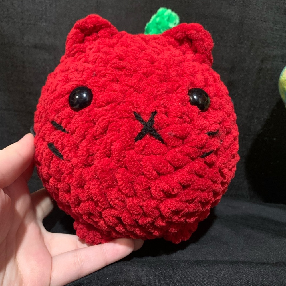Handmade Crochet Fruit Loaf Cat Plushie - Watermelon